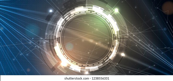 Abstract tech background. Futuristic technology interface with geometric shapes