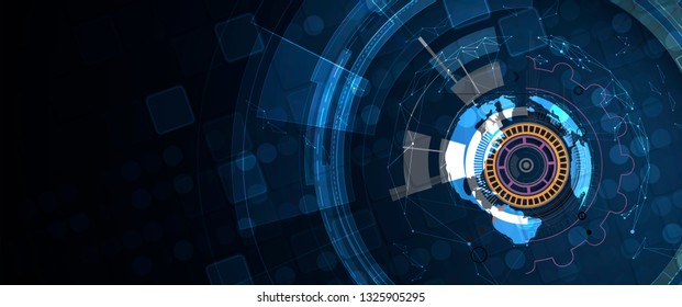 Abstract tech background. Futuristic technology interface with geometric shapes