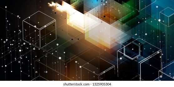 Abstract tech background. Futuristic technology interface with geometric shapes