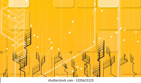 Abstract tech background. Futuristic technology interface with geometric shapes