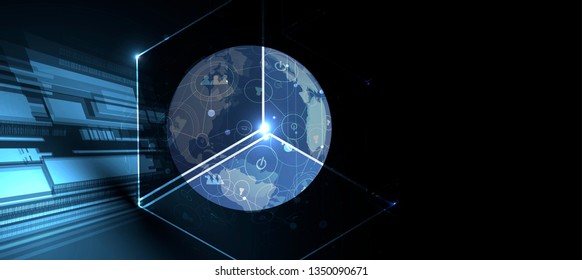 Abstract tech background. Futuristic technology interface with geometric shapes