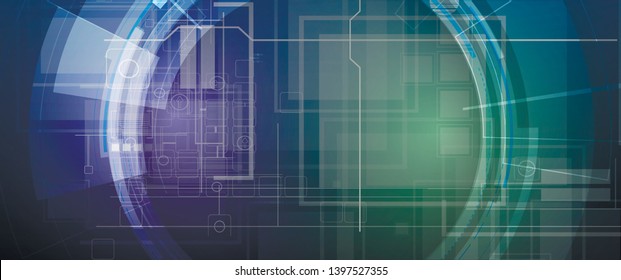 Abstract tech background. Futuristic technology interface with geometric shapes