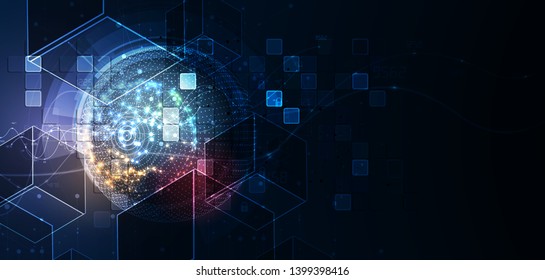 Abstract tech background. Futuristic technology interface with geometric shapes