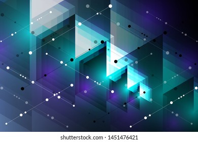 Abstract tech background. Futuristic technology interface with geometric shapes, lines and dots