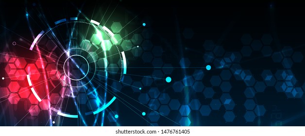 Abstract tech background. Futuristic technology interface with geometric shapes