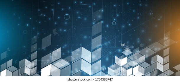 Abstract tech background. Futuristic technology interface with geometric shapes