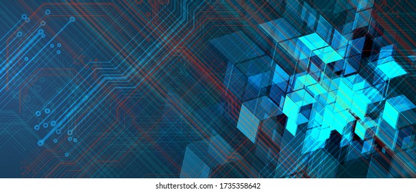 Abstract tech background. Futuristic technology interface with geometric shapes