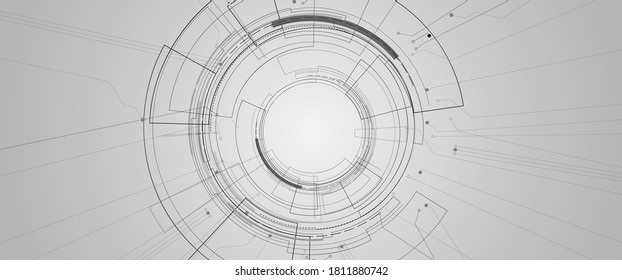 Resumen de los antecedentes tecnológicos. Interfaz de tecnología futurista con formas geométricas
