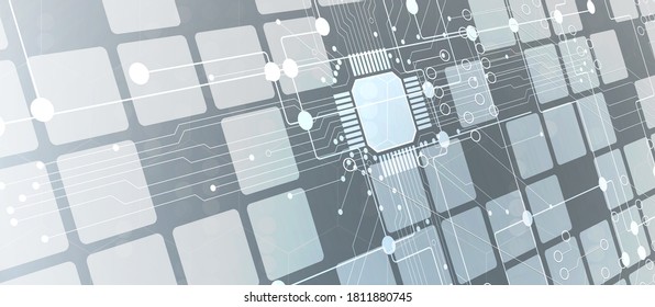 Abstract tech background. Futuristic technology interface with geometric shapes