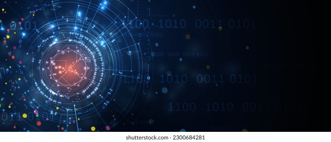 Resumen de los antecedentes tecnológicos. Interfaz de tecnología futurista con formas geométricas