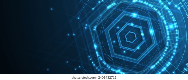 Abstract tech background. Futuristic technology interface with geometric shapes Handmade vector