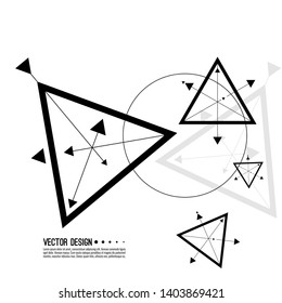 Abstract tech background with geometric symbol triangle with arrows, circle. Concept new technology and dynamic motion. 