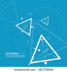 Abstract tech background with geometric symbol triangle with arrows, circle. Concept new technology and dynamic motion. 