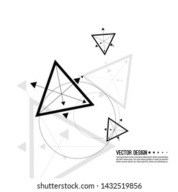 Abstract tech background with geometric symbol triangle with arrows, circle. Concept new technology and dynamic motion. 