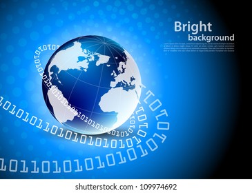 Abstract tech background with globe in blue color