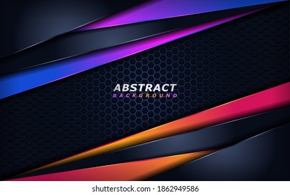 Abstract Tech Background with Orange and Purple Dynamic curved Line and Shapes. Vector Illustration Design Template Element.