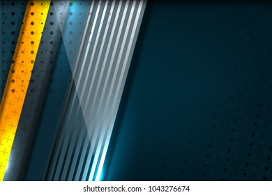 Abstract Tech Background with stripes lines and dots texture for business banner, poster, cover and advertising web design, vector illustration