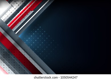 Abstract Tech Background with stripes lines and dots texture for business banner, poster, cover and advertising web design, vector illustration