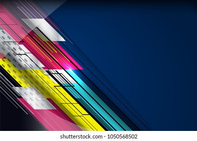 Abstract Tech Background with stripes lines and dots texture for business banner, poster, cover and advertising web design, vector illustration