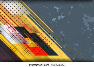Abstract Tech Background with stripes lines and dots texture for business banner, poster, cover and advertising web design, vector illustration