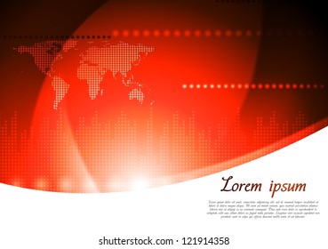 Abstract tech background with world map. Vector design eps 10