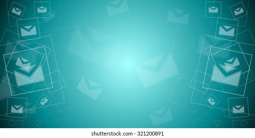 Abstract tech banner with blurred letters envelopes. Vector design