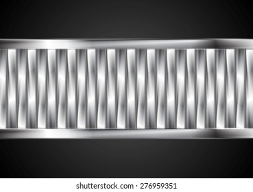 Abstract tech banner from metallic stripes. Vector background