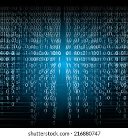 Abstract tech binary blue background 