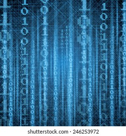 Abstract tech binary blue background