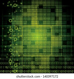 Abstract tech binary green background
