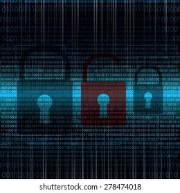 Abstract tech binary security blue background 