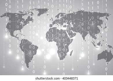 Abstract tech binary silver global background 