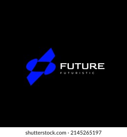 abstract tech blue modern logo design