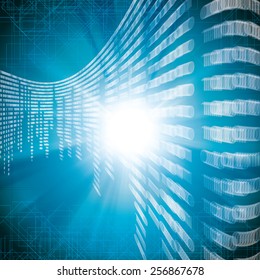 Abstract tech blur blurry binary blue background
