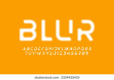 Abstract tech blurred alphabet font, white blurry typography technology for your designs logo sign or brand name, vector illustration 10 EPS