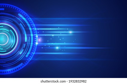 Abstract tech circle technology with blue light and dot wave background. Digital innovation concept. Vector illustration