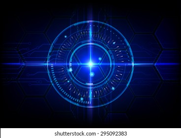 abstract tech circles with circuit background design with light effect. Futuristic technology style