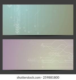 Abstract tech circuit board banners. Vector design