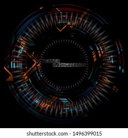Abstract tech colors round scene on a black vector wallpaper backgrounds