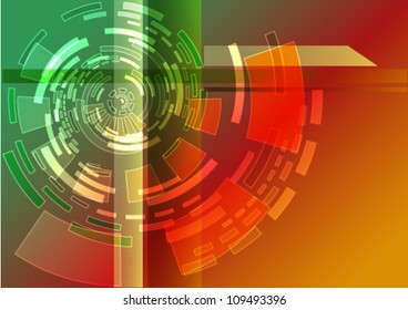 Abstract tech concentric colorful background