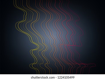 Abstract tech concept futuristic background with curved dotted waves. Vector design