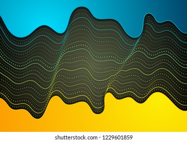 Resumen del concepto tecnológico de fondo futurista corporativo con ondas de puntos curvadas. Diseño de vectores