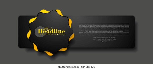 Abstract tech concept web sticker label design. Vector dark background