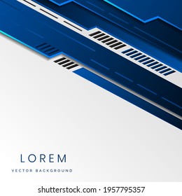 Abstract tech corporate blue and white geometric shape background. You can use for ad, poster, template, business presentation. Vector illustration
