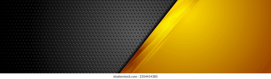 Resumen de banner perforado brillante de una empresa de tecnología. Fondo del vector