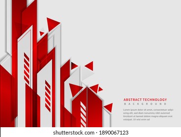 Abstract tech corporate red and grey geometric shape on white background. You can use for ad, poster, template, business presentation. Vector illustration