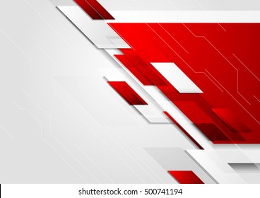 Abstract Tech Corporate Red And Grey Contrast Background. Vector Illustration For Flyers, Brochures, Web Graphic Design