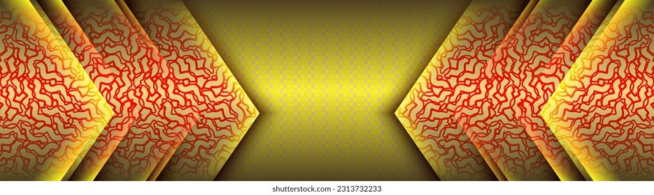 abstrakte technische Corporate-Form-grafische Elemente auf Farbstil mit goldenem Hintergrund für Broschüre, Flyer, Poster, Merkblatt, Jahresbericht, Vorlage für das Buchen