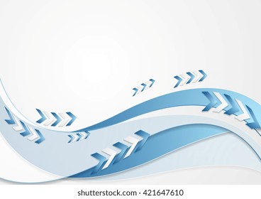Abstract tech corporate wavy background with arrows. Vector technology design