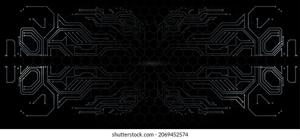 Abstract tech design background Abstract technology circuit board vector background. High tech technology geometric and connection system background Futuristic circle Abstract style on blue background